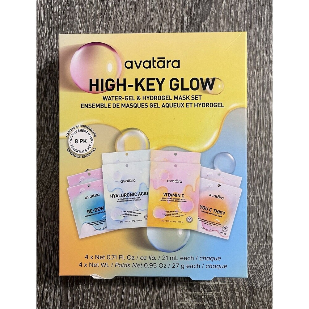 NEW Avatara High-Key Glow 8-Pack Water-gel & Hydrogel Variety Sheet Mask Set